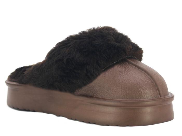 Auris Zenne Yakası Peluşlu Eva Ev Terliği Kahve - Auris