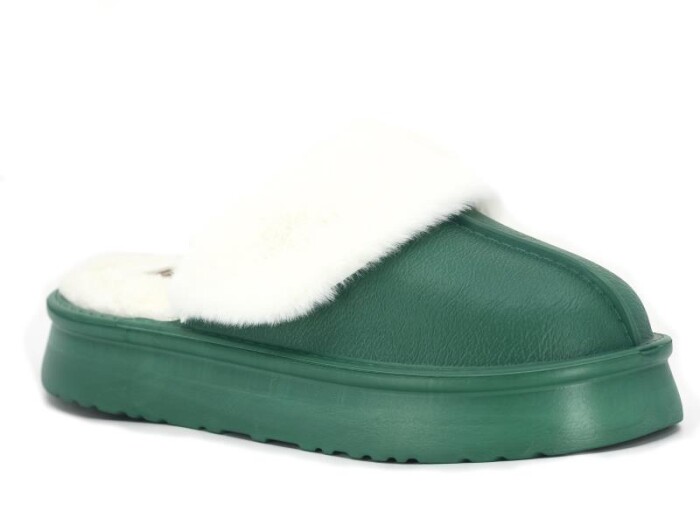 Auris Zenne Yakası Peluşlu Eva Ev Terliği Mint Yeşili - 1