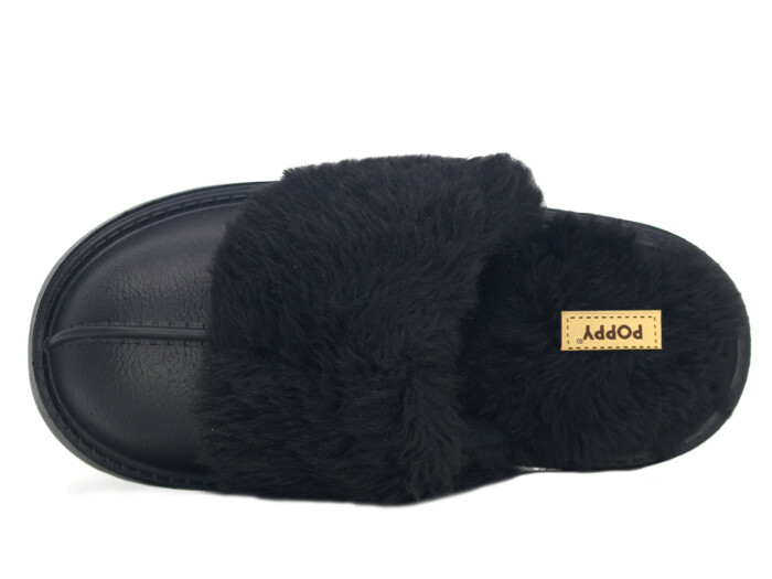 Auris Zenne Yakası Peluşlu Eva Ev Terliği Siyah - 2