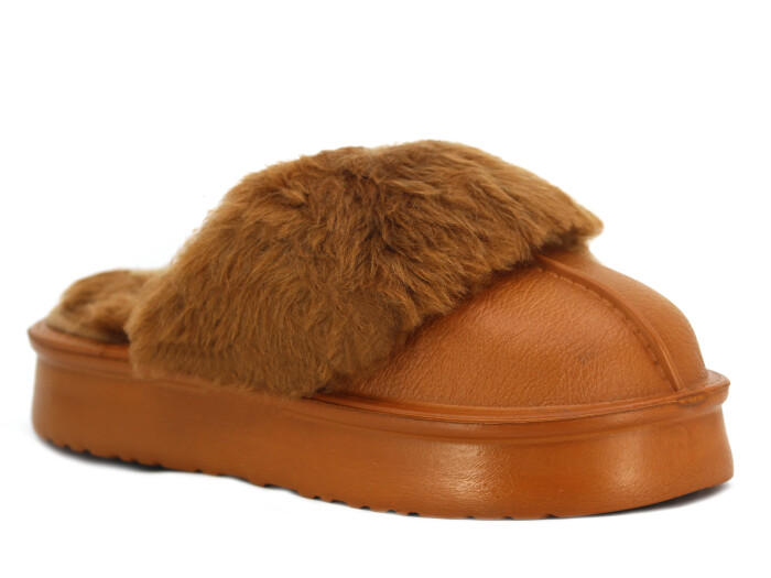 Auris Zenne Yakası Peluşlu Eva Ev Terliği Taba - 1