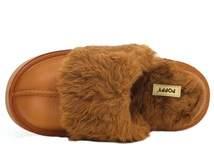 Auris Zenne Yakası Peluşlu Eva Ev Terliği Taba - Auris (1)