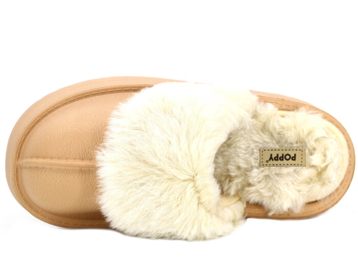 Auris Zenne Yakası Peluşlu Eva Ev Terliği Vizon - Auris (1)