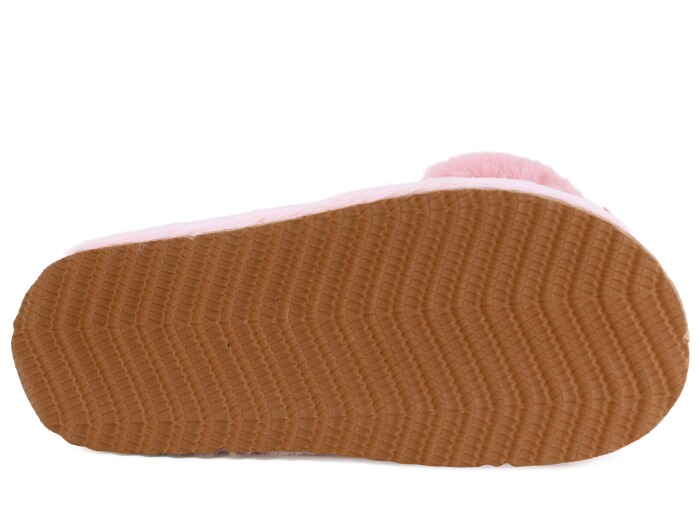 Power Zenne Burnu Açık Çift Ponponlu Peluş Ev Terliği Pembe - 3