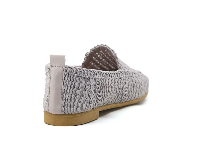 Power Zenne Örgü Dantelli Babet Ayakkabı Gri - 3