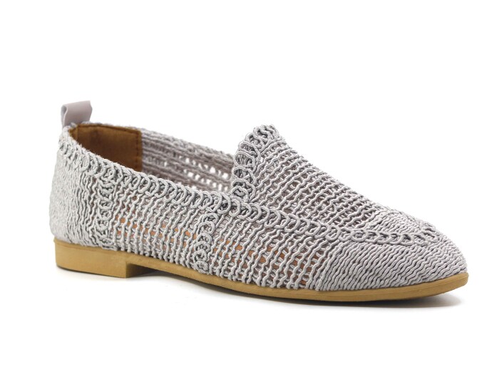 Power Zenne Örgü Dantelli Babet Ayakkabı Gri - 1