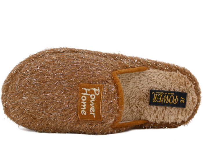 Power Zenne Simli Home Peluş Ev Terliği Camel - Power (1)