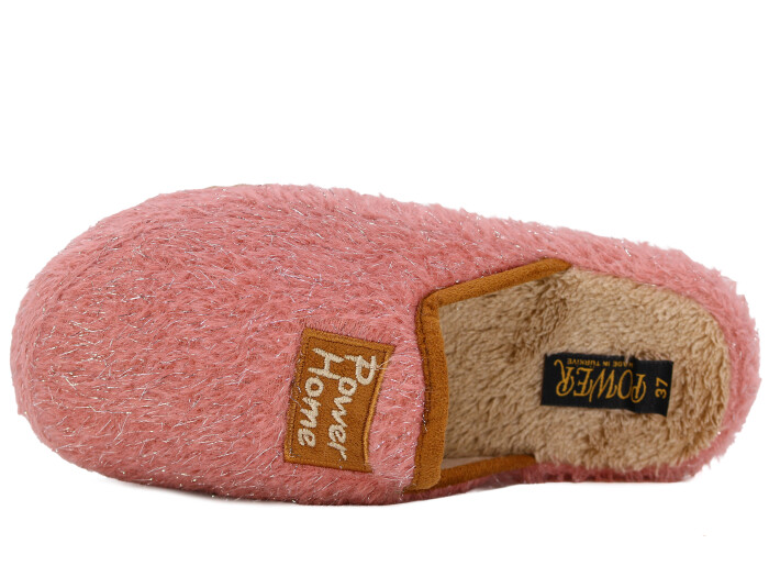 Power Zenne Simli Home Peluş Ev Terliği Pembe - Power (1)