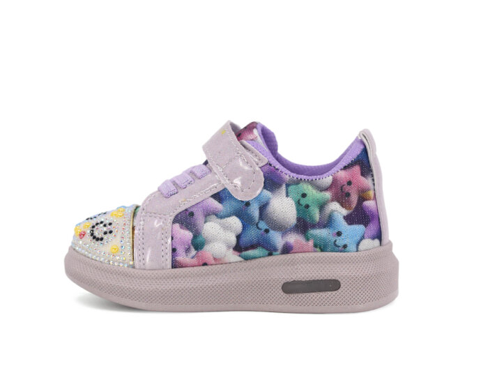 Pro Kids Bebe 5009 Işıklı Spor Ayakkabı Gümüş - Lila - 2