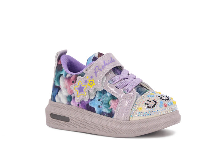 Pro Kids Bebe 5009 Işıklı Spor Ayakkabı Gümüş - Lila 