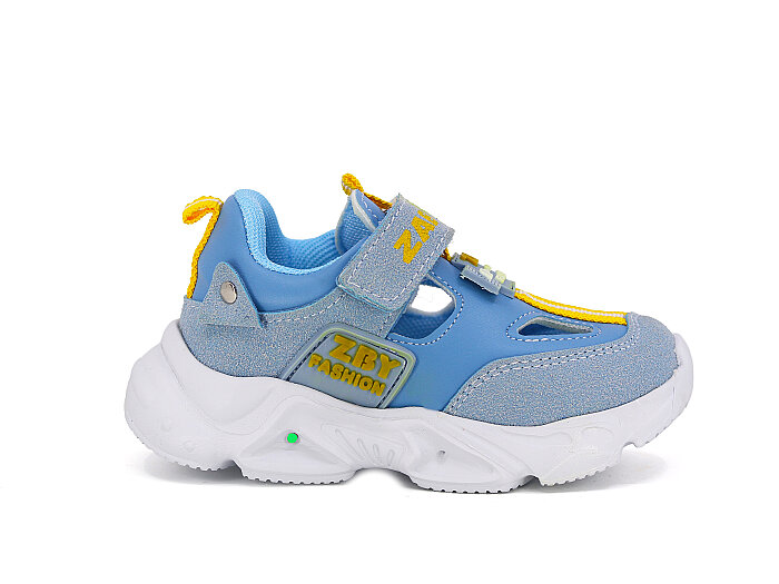 Pro Kids Bebe 6007 Işıklı Kutulu Spor Ayakkabı Bebe Mavisi - Sarı - 3
