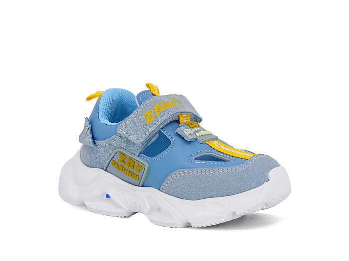 Pro Kids Bebe 6007 Işıklı Kutulu Spor Ayakkabı Bebe Mavisi - Sarı 
