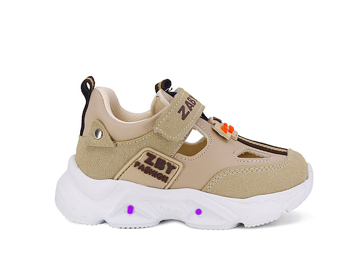 Pro Kids Bebe 6007 Işıklı Kutulu Spor Ayakkabı Bej - Kahve - 3