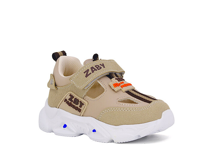 Pro Kids Bebe 6007 Işıklı Kutulu Spor Ayakkabı Bej - Kahve - 1