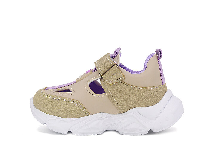 Pro Kids Bebe 6007 Işıklı Kutulu Spor Ayakkabı Bej - Lila - Pro Kids (1)