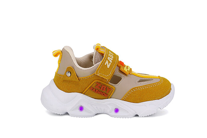 Pro Kids Bebe 6007 Işıklı Kutulu Spor Ayakkabı Gri - Sarı - 3