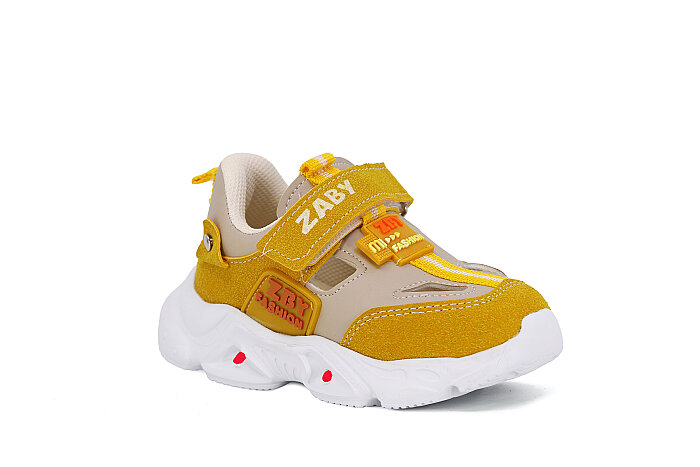 Pro Kids Bebe 6007 Işıklı Kutulu Spor Ayakkabı Gri - Sarı 