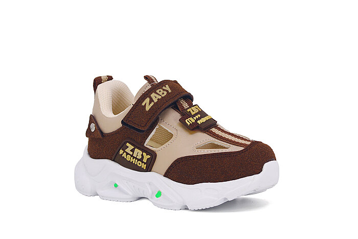 Pro Kids Bebe 6007 Işıklı Kutulu Spor Ayakkabı Kahve - Bej 