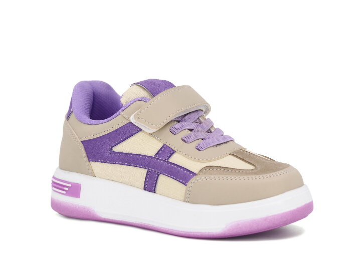 Pro Kids Filet 5002 Spor Ayakkabı Bej - Lila - Pro Kids