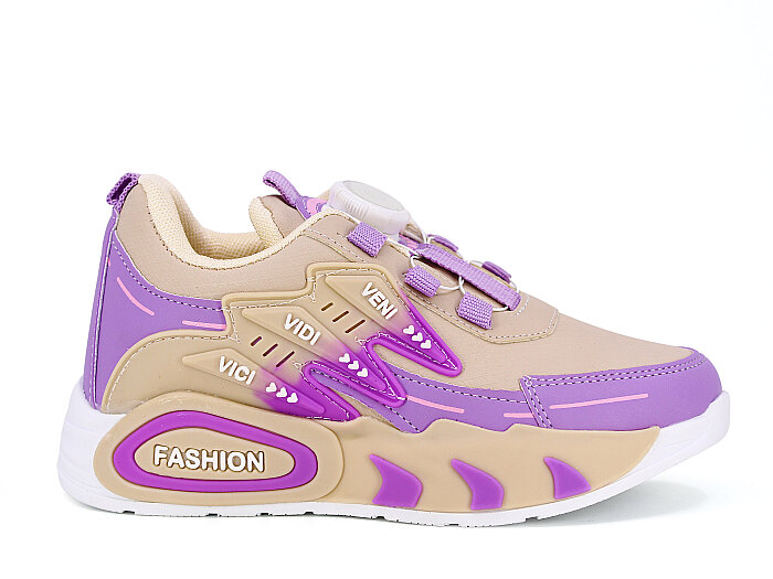 Pro Kids Filet Cilt 5004 Spor Ayakkabı Bej - Lila - 3