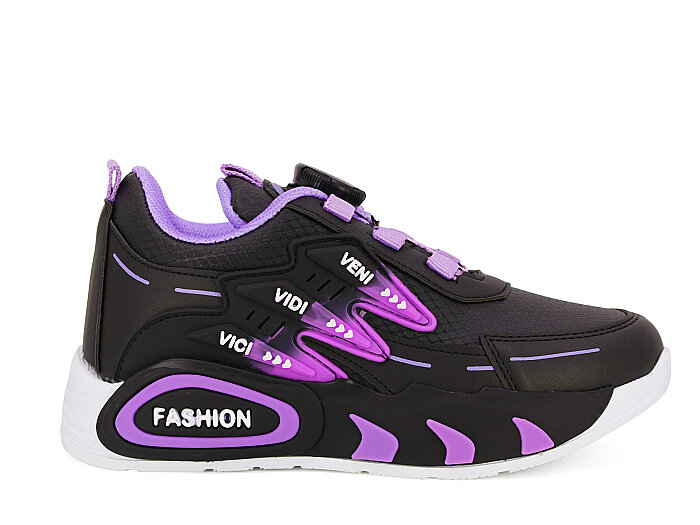 Pro Kids Filet Cilt 5004 Spor Ayakkabı Siyah - Lila - 3