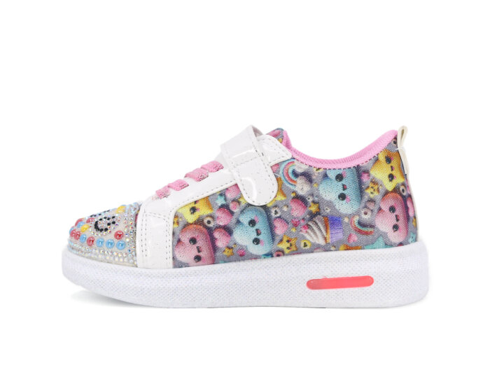 Pro Kids Patik 5009 Işıklı Spor Ayakkabı Beyaz - Pembe - 2