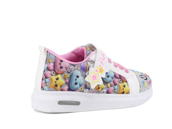 Pro Kids Patik 5009 Işıklı Spor Ayakkabı Beyaz - Pembe - 3