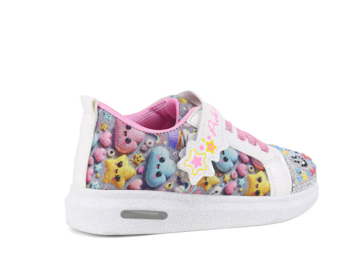 Pro Kids Patik 5009 Işıklı Spor Ayakkabı Beyaz - Pembe - 3