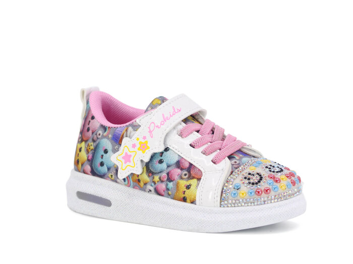 Pro Kids Patik 5009 Işıklı Spor Ayakkabı Beyaz - Pembe - 1