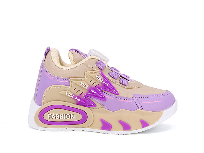 Pro Kids Patik Cilt 5004 Spor Ayakkabı Bej - Lila - 3