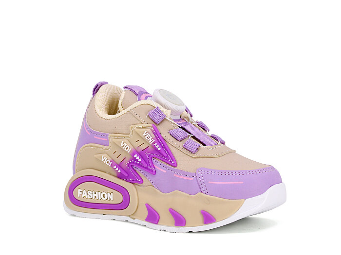 Pro Kids Patik Cilt 5004 Spor Ayakkabı Bej - Lila - Pro Kids