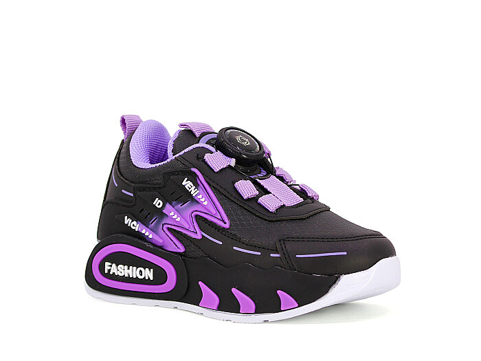 Pro Kids Patik Cilt 5004 Spor Ayakkabı Siyah - Lila - Pro Kids