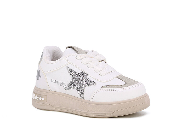 Pro Kids Patik 5006 Cilt Spor Ayakkabı Beyaz - Gümüş - Pro Kids