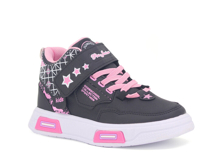 Projunior Filet 2505 Basket Cilt Spor Ayakkabı Siyah - Pembe - Projunior