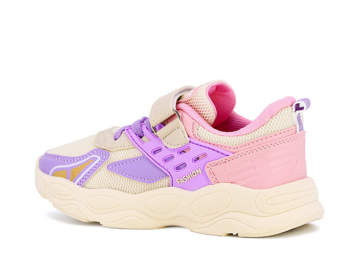 Projunior Filet 2633 Anorak Kutulu Spor Ayakkabı Bej - Lila - Pembe - Projunior (1)