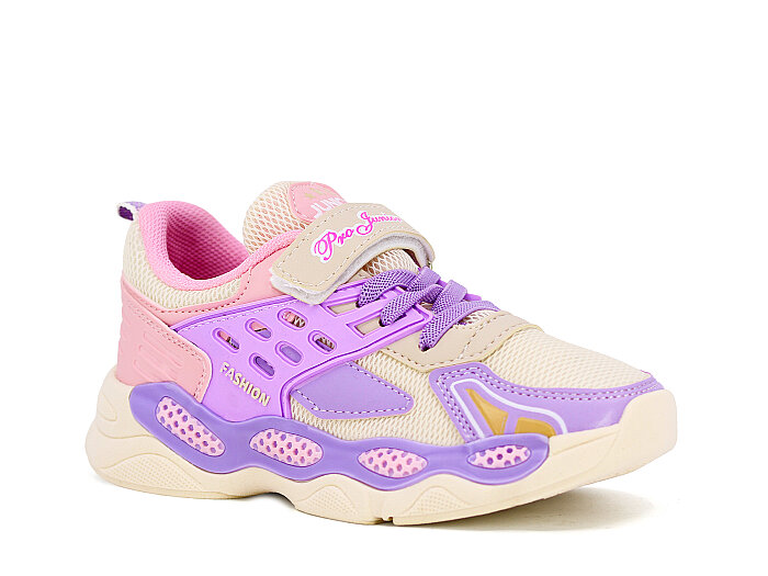 Projunior Filet 2633 Anorak Kutulu Spor Ayakkabı Bej - Lila - Pembe - Projunior