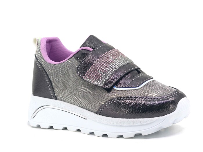 Projunior Filet 2510 Cırtlı Taşlı Spor Ayakkabı Platin - Lila - Projunior