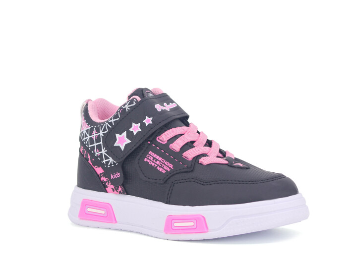 Projunior Patik 2505 Basket Cilt Spor Ayakkabı Siyah - Pembe - 1