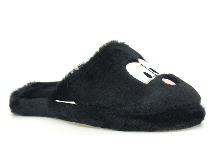 Redplay Zenne Köpek Nakış Figürlü Ev Terliği Siyah - 1