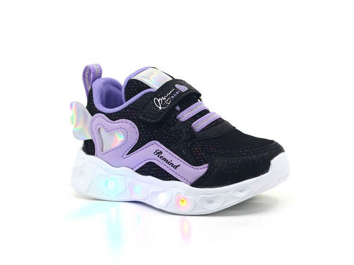 Remind Bebe RM-2160 Işıklı Anorak Spor Ayakkabı Siyah - Lila - 1