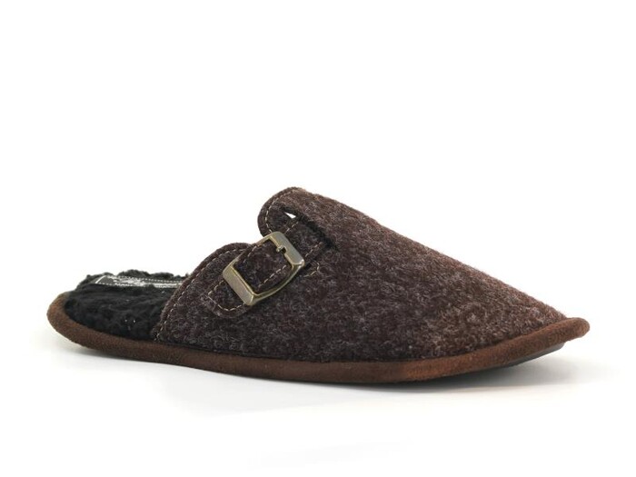 Riyam Garson Tokalı Kışlık Ev Terliği Kahve - 1