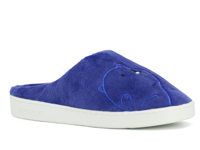 Riyam Zenne Poli Gondol Nakılşı Ev Terliği Ayıcıklı Saks Mavi - Riyam