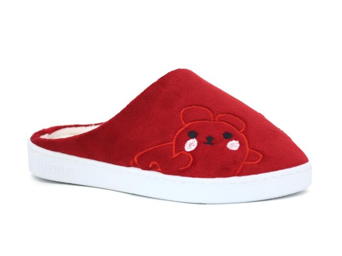 Riyam Zenne Poli Gondol Nakılşı Ev Terliği Tavşanlı Kırmızı 