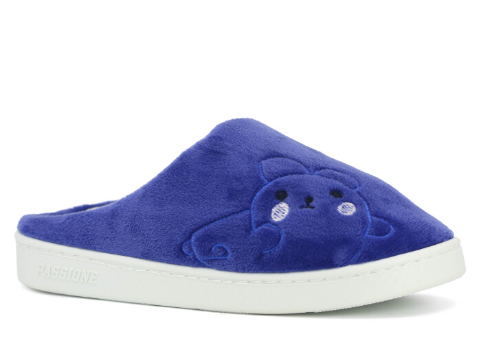 Riyam Zenne Poli Gondol Nakılşı Ev Terliği Tavşanlı Saks Mavi - Riyam