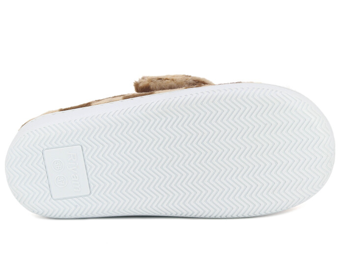 Riyam Zenne Yeni Gondol Düğmeli Ev Terliği Beyaz - Kahve - 3