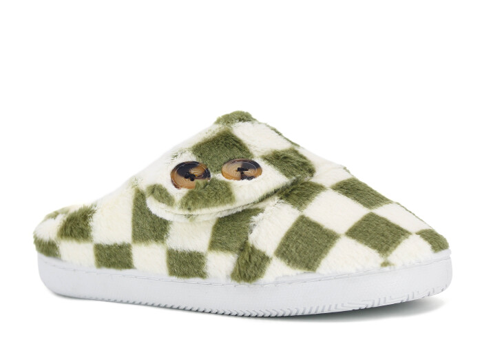 Riyam Zenne Yeni Gondol Düğmeli Ev Terliği Haki - Beyaz - Riyam