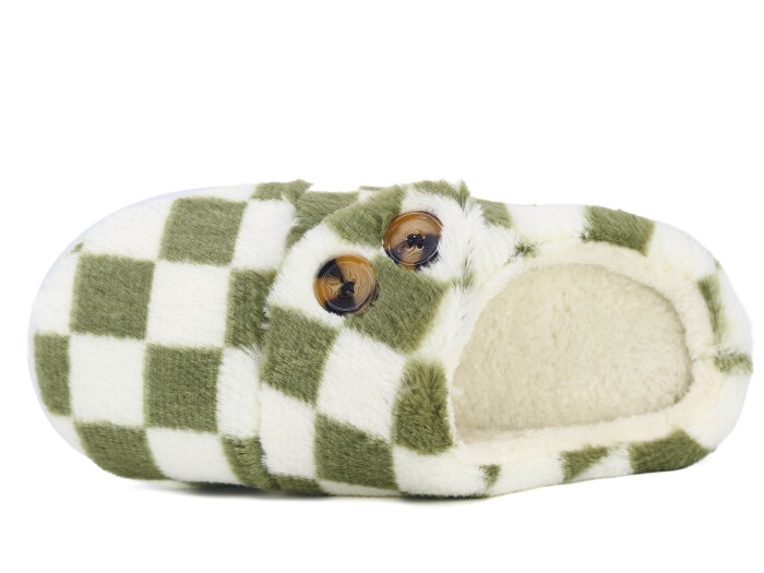 Riyam Zenne Yeni Gondol Düğmeli Ev Terliği Haki - Beyaz - Riyam (1)