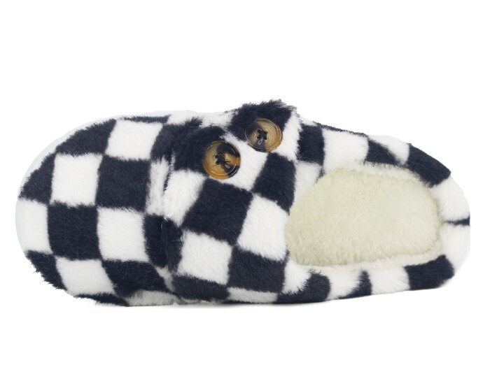 Riyam Zenne Yeni Gondol Düğmeli Ev Terliği Siyah - Beyaz - 2