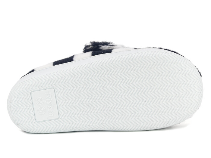 Riyam Zenne Yeni Gondol Düğmeli Ev Terliği Siyah - Beyaz - 3