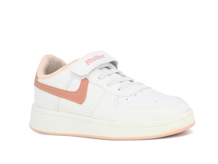 Rolex Filet 003 Cilt Spor Ayakkabı Beyaz - Somon - Rolex