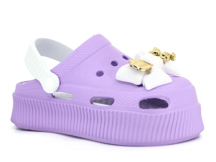 Rooster Zenne 224-F Fiyonklu Kutulu Eva Cross Terlik Mor - Beyaz - Rooster